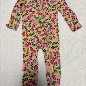Posh Peanut Summer Cherries Zippy 0-3M Bamboo Convertible Sleeper VGUC